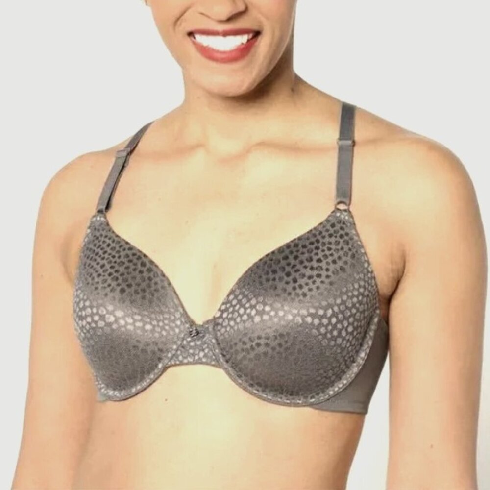 Breezies Women's Bra Sz 42DDD Diamond Shimmer Underwire T-Shirt Grafite A630701